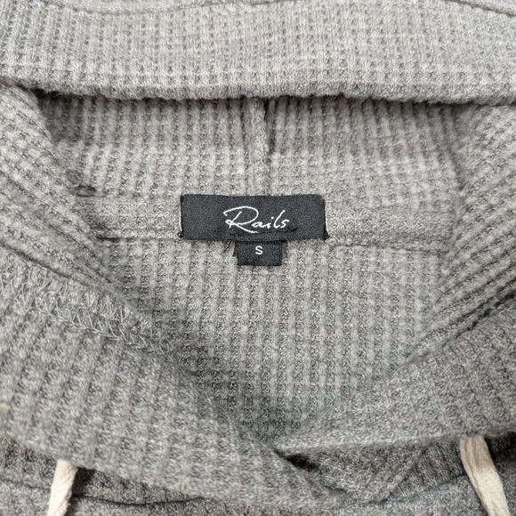 Rails Hoodie Women's S Gray Heather Murray Waffle Knit Thermal Pullover Crop - Picture 3 of 8